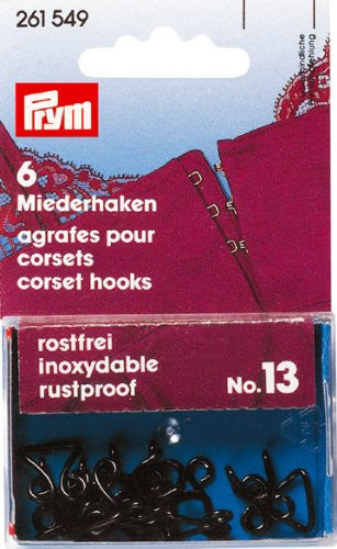 Prym 261549 - Corset Hooks - Black No. 13, Haberdashery