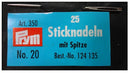 PRYM 124135 Embroidery needles with point, No. 20, 1.00 x 43mm