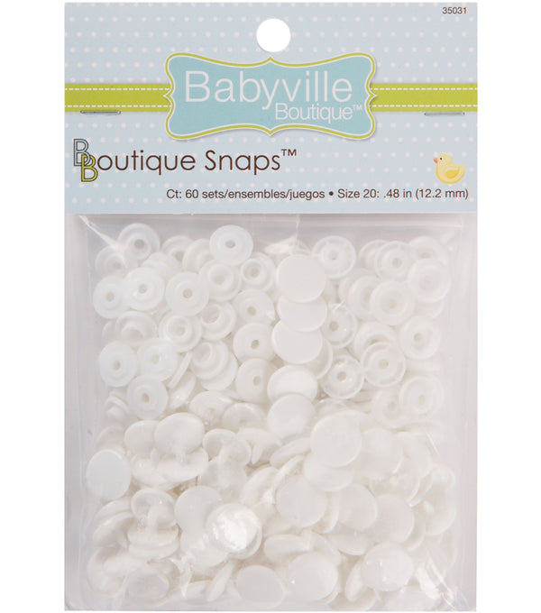Babyville 精品按扣 - 20 码白色