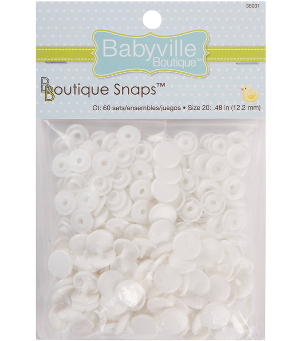 Babyville Boutique Snaps - Size 20 White