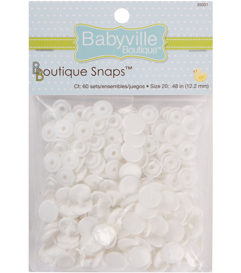 Babyville Boutique Snaps - Size 20 White