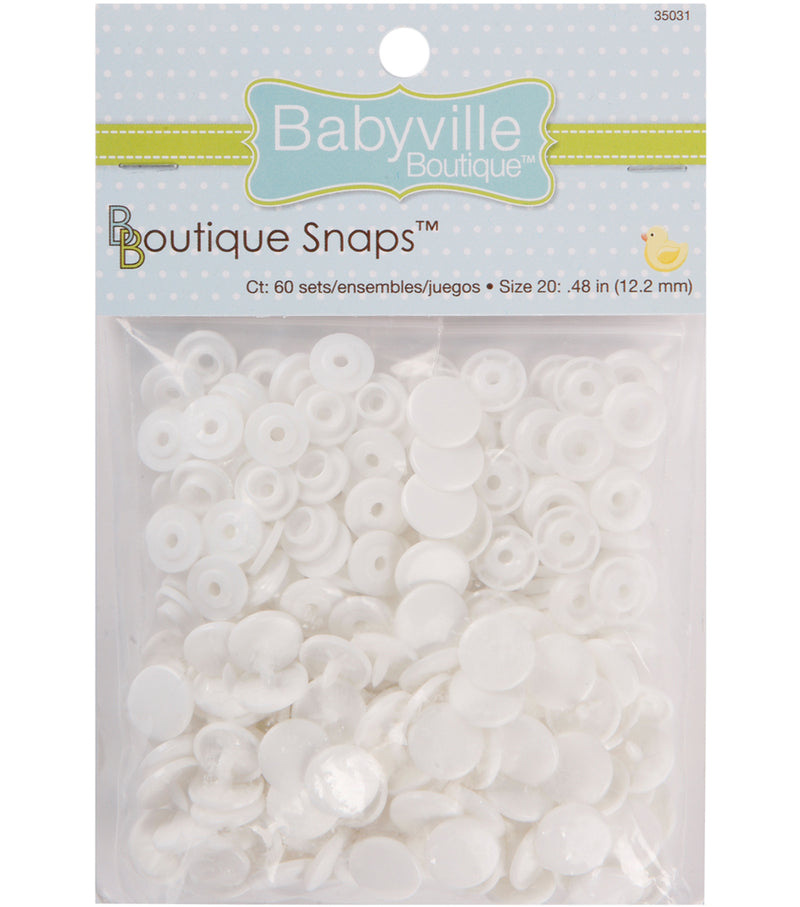 Babyville 精品按扣 - 20 码白色