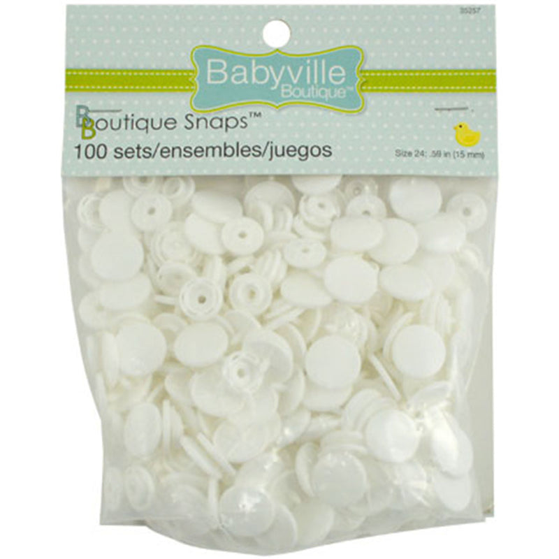 Babyville Boutique Snaps - Size 24 - White