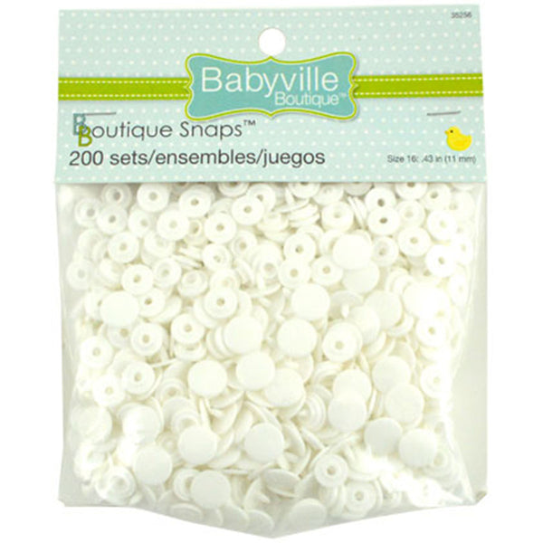 Babyville 精品按扣 - 16 码 - 白色