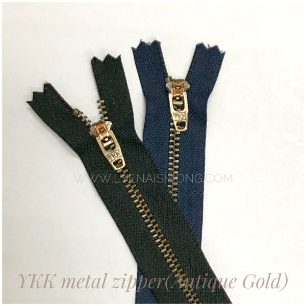 Zip logam YKK dalam Kemasan Antik-emas