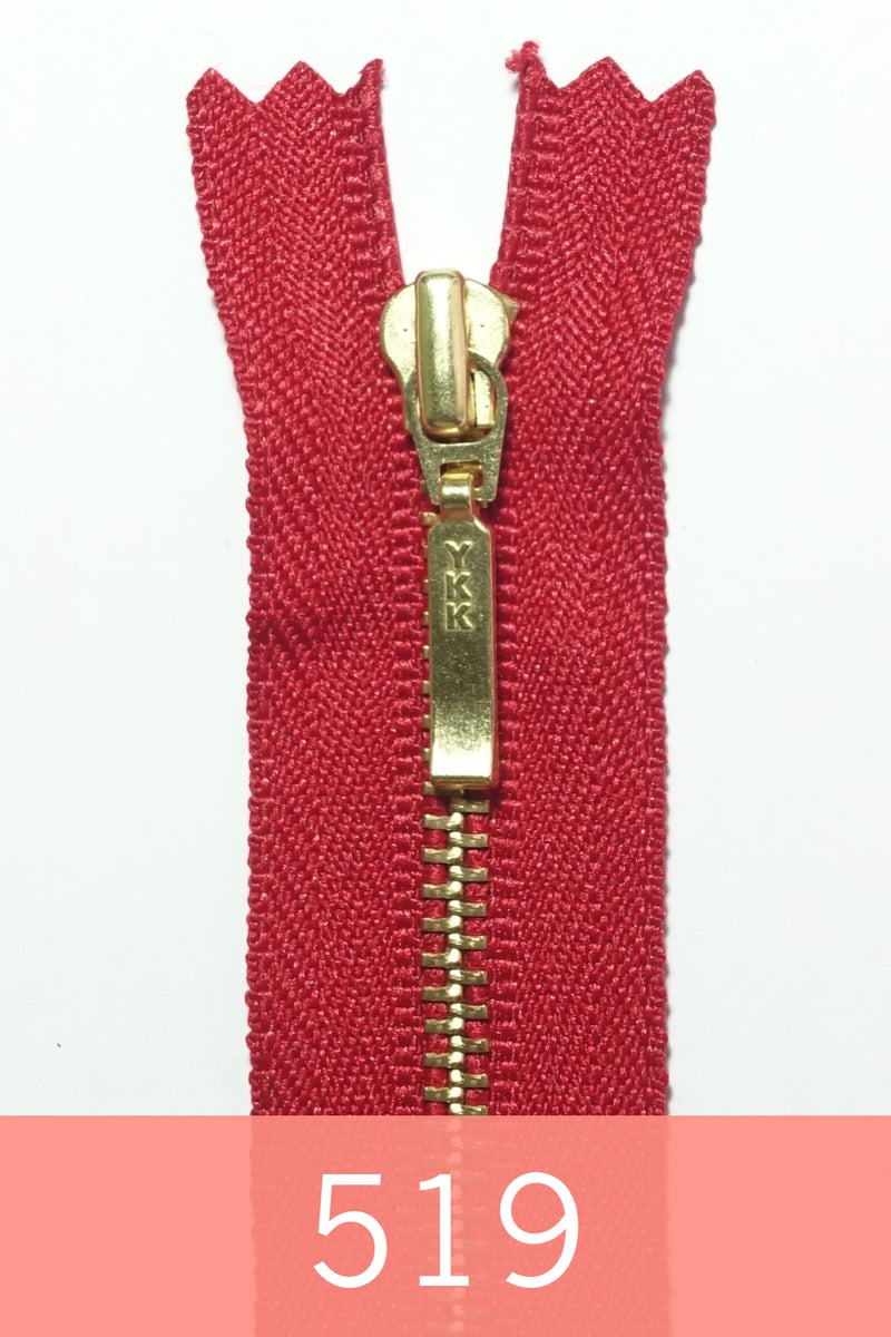 YKK Metal Zipper Gold 12IN with square drop puller