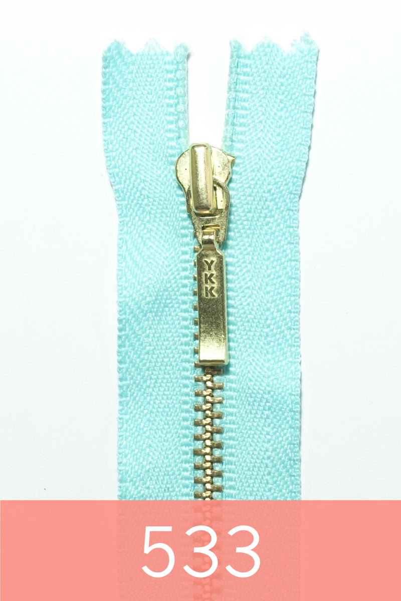 YKK Metal Zipper Gold 12IN dengan penarik jatuh persegi