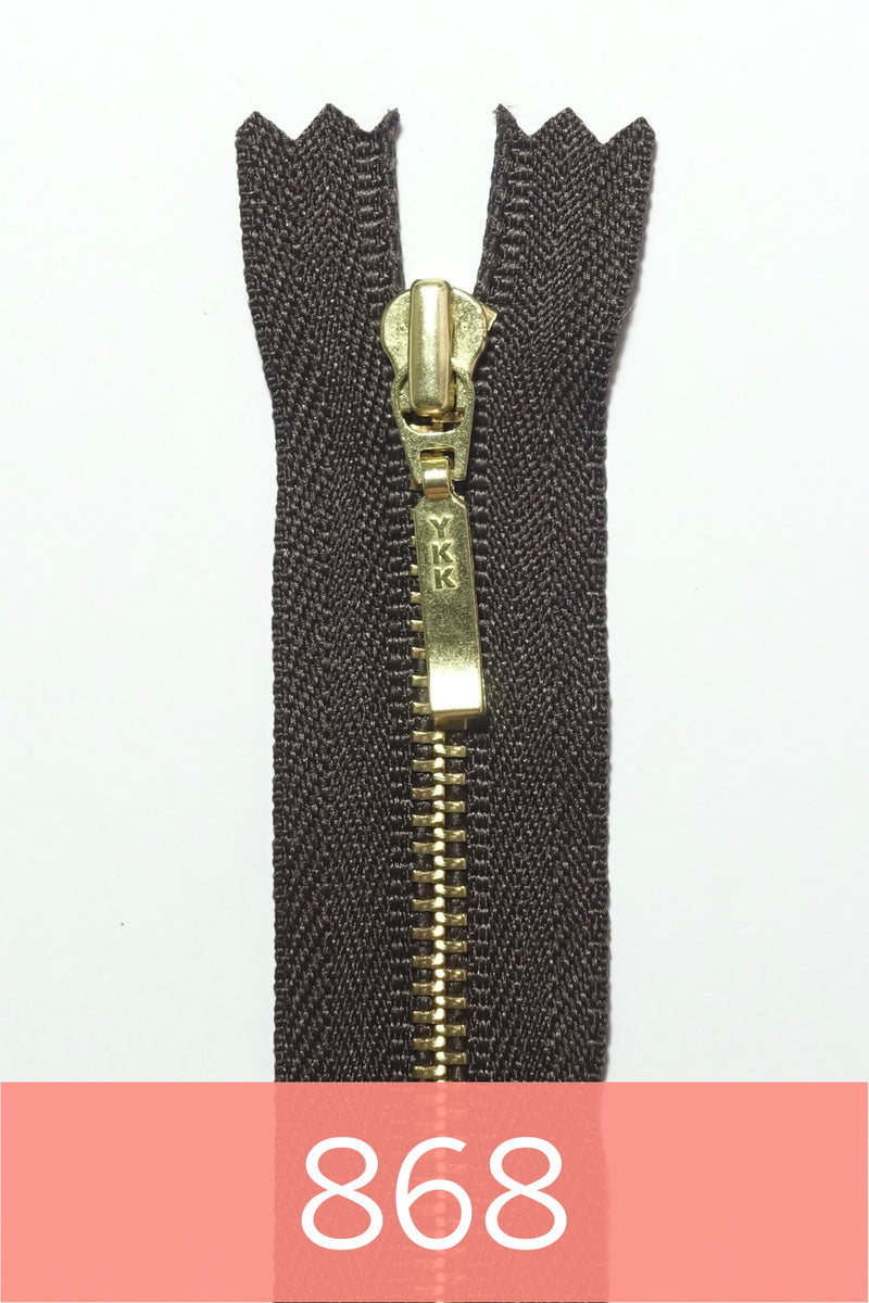 YKK Metal Zipper Gold 12IN with square drop puller