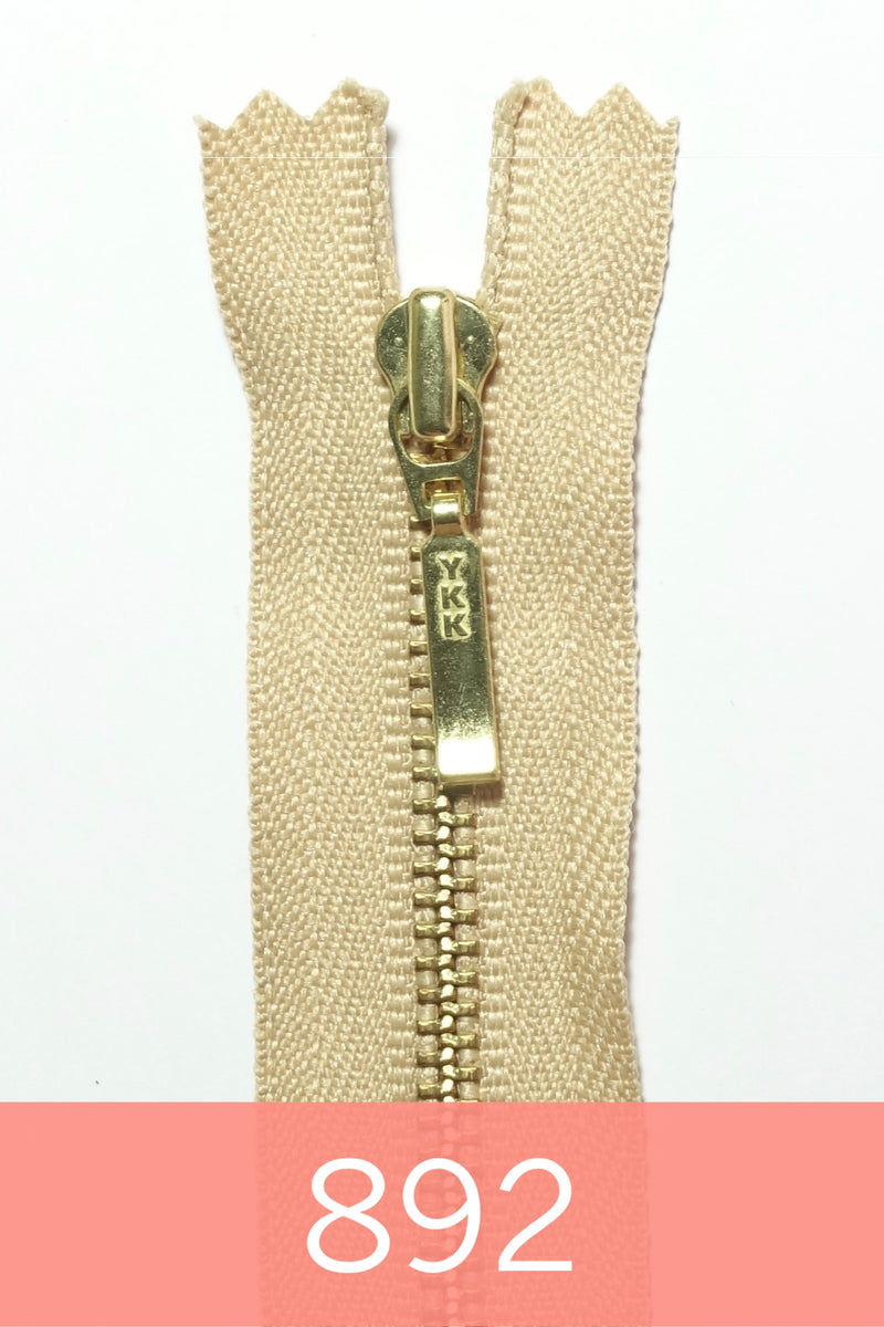 YKK Metal Zipper Gold 12IN dengan penarik jatuh persegi