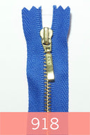 YKK Metal Zipper Gold 12IN dengan penarik jatuh persegi