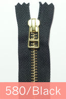 YKK Gold Metal Zipper with wire puller  (10 inches)