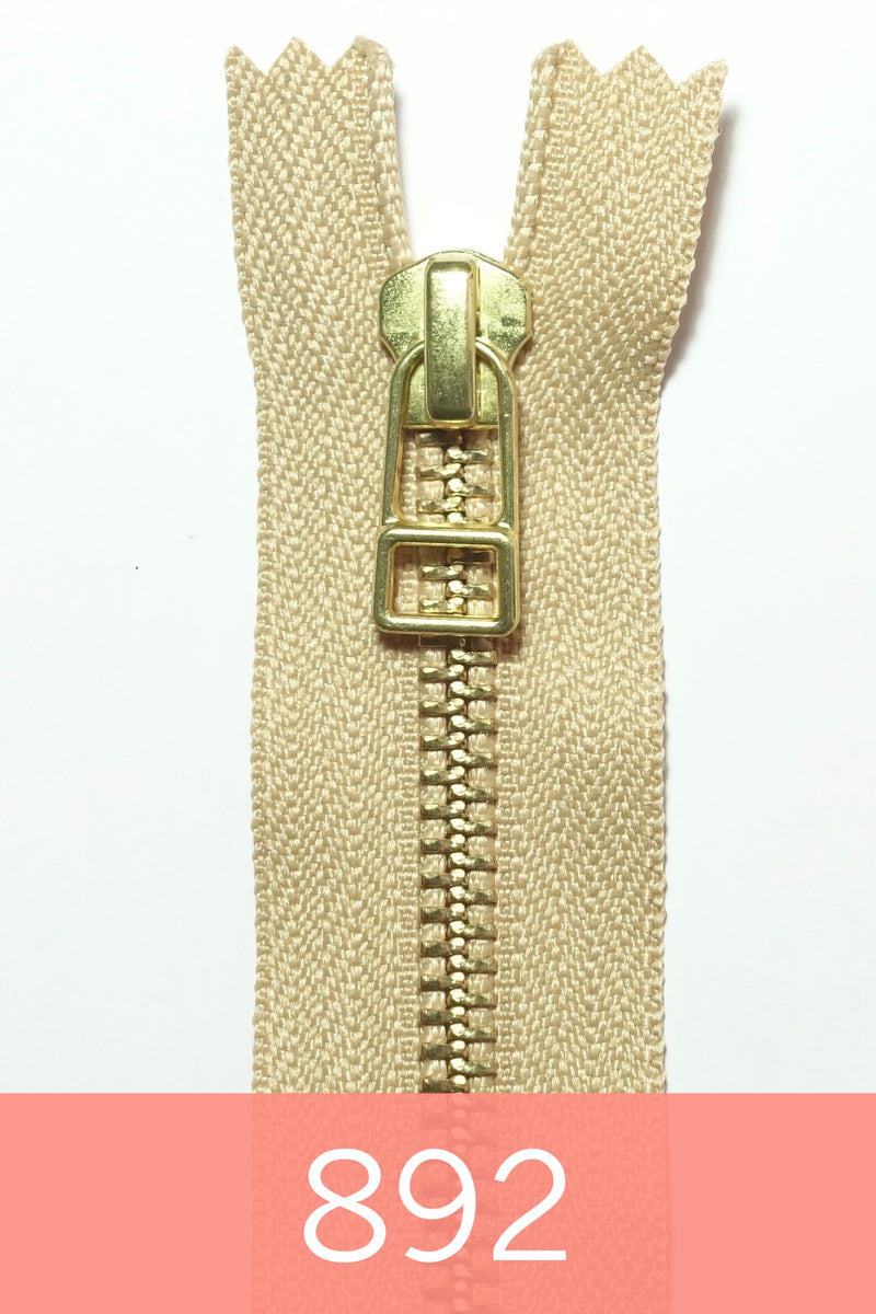 YKK Gold Metal Zipper with wire puller  (10 inches)