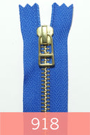 YKK Gold Metal Zipper with wire puller  (10 inches)