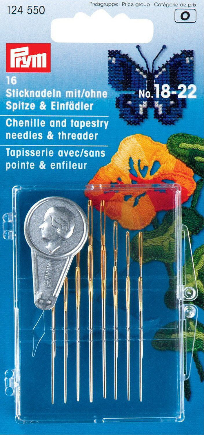 PRYM 124550 Chenililie & Tapestry Needles No.18-22 and Threader